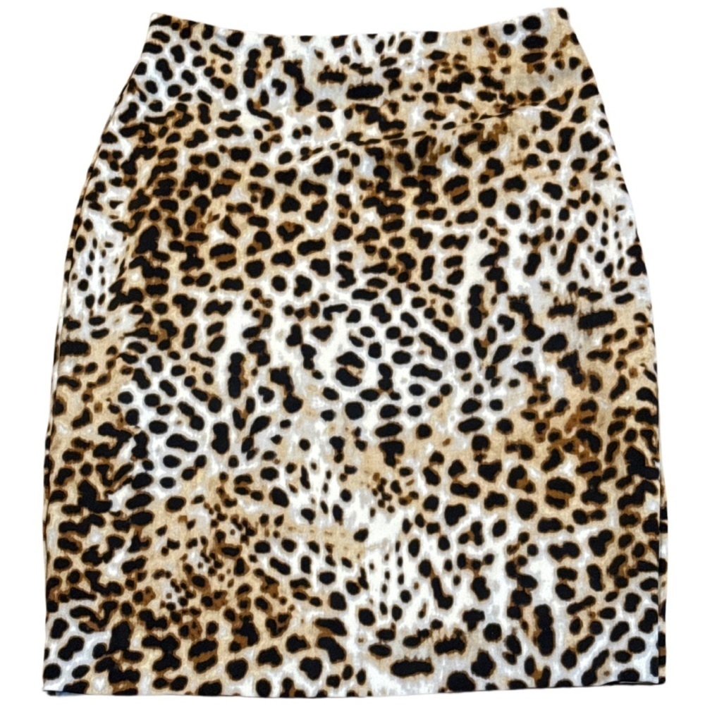 Size 2P Worthington Leopard Print Pencil Skirt Side Slit
